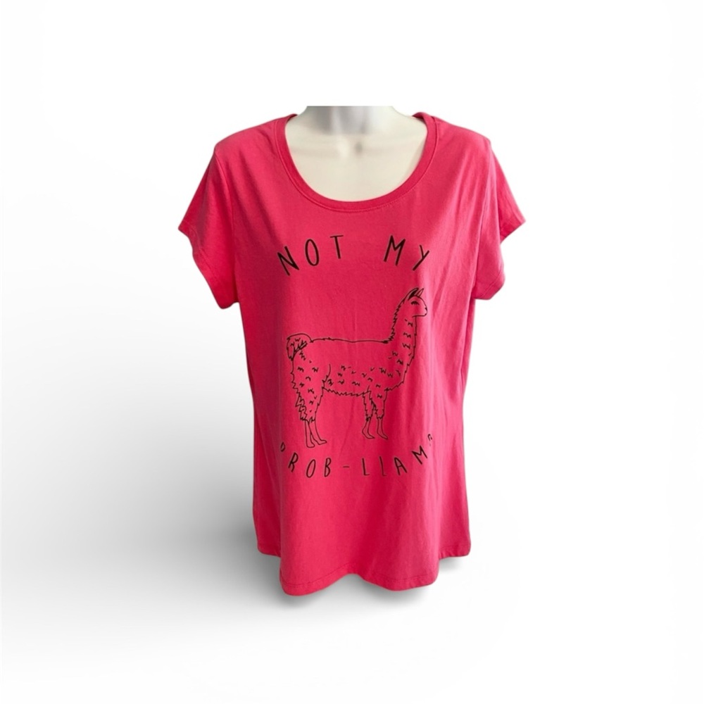 Wound Up Not My Prob Llama Hot Pink T Shirt Short Sleeve Sz XXL